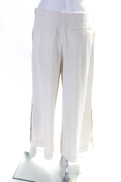 Derek Lam 10 Crosby Womens High Rise Wide Leg Slit Trousers White Size M