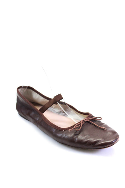 Loeffler Randall Womens Leather Elastic Strap Ballet Flats Brown Size 9.5