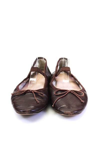 Loeffler Randall Womens Leather Elastic Strap Ballet Flats Brown Size 9.5