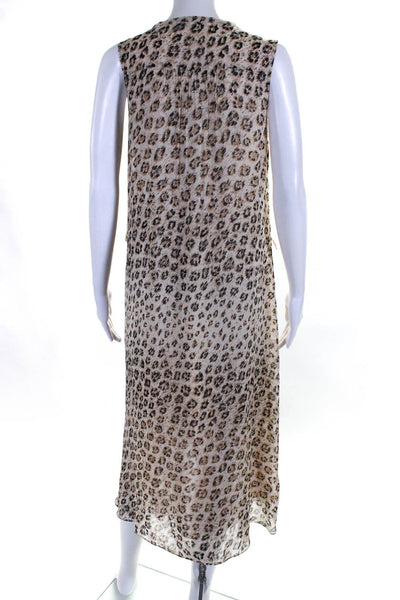 Joie Women's V-Neck Sleeveless Animal Print A-Line Midi Dress Size XS