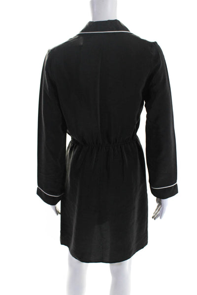 Amanda Uprichard Womens Gray Collar V-Neck Long Sleeve Faux Wrap Dress Size S