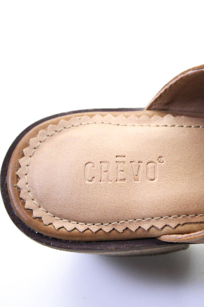 Crevo Womens Leather Pointed Toe Woven Slip On Mules Brown Size 7.5