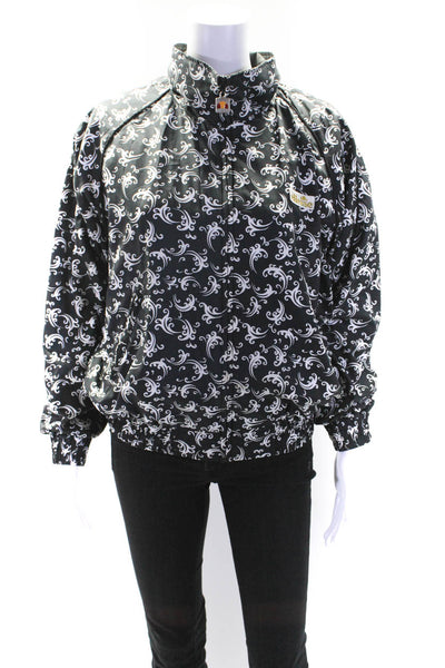 Ellesse Womens Abstract Print Ruched Zipped Long Sleeve Jacket Black Size 8