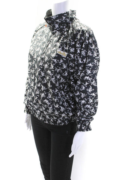 Ellesse Womens Abstract Print Ruched Zipped Long Sleeve Jacket Black Size 8