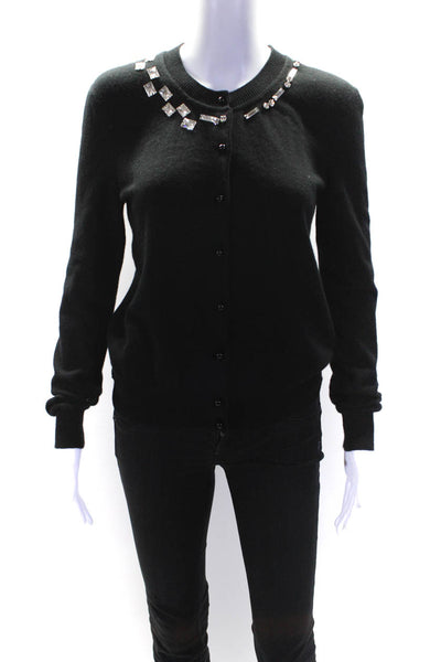 Marc Jacobs Womens Wool Rhinestone Embellished Button Down Sweater Black Size S