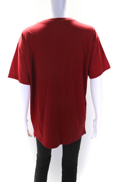 Valentino Womens Cotton Short Sleeve Studded Trim T shirt Red Size S