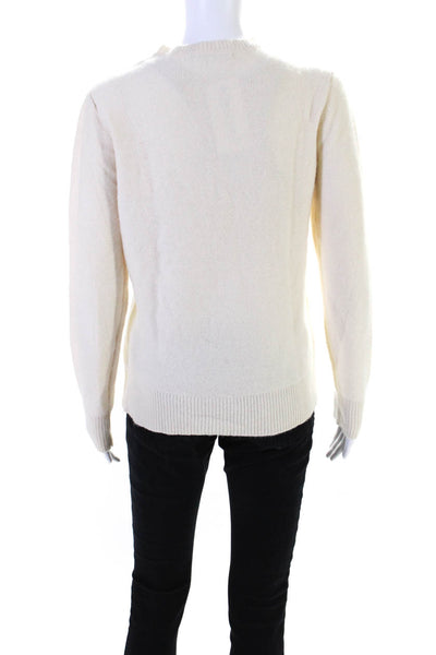 J. Mclaughlin Womens Cashmere Cable Knit Crew Neck Sweater White Size Small