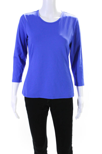 J. Mclaughlin Womens 3/4 Sleeve Crew Neck Knit Tee Shirt Blue Size Small