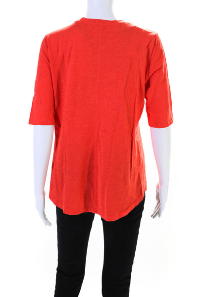 Eileen Fisher Womens Short Sleeve Crew Neck Tee Shirt Orange Cotton Size Small