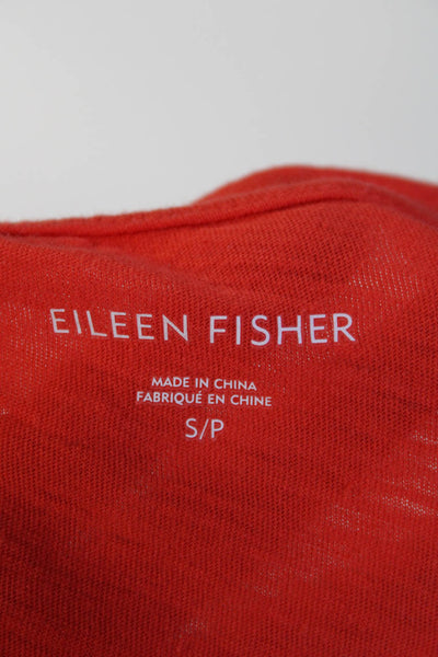 Eileen Fisher Womens Short Sleeve Crew Neck Tee Shirt Orange Cotton Size Small