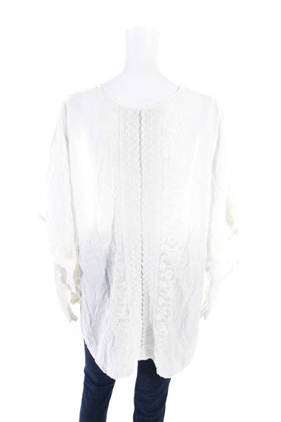 Melissa Odabash Women's V-Neck Sleeveless Embroidered Blouse White One Size