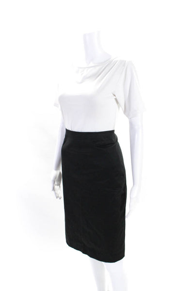 Theory Womens Cotton Back Zip Knee Length Pencil Skirt Black Size 6