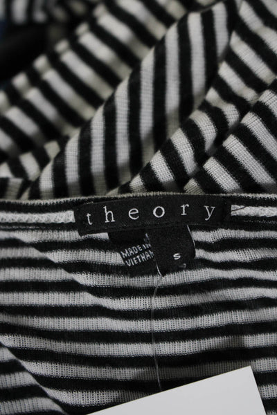 Theory Womens Long Sleeve Casual Striped T shirt White Black Size S