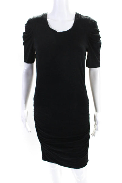 Sundry Womens Cotton Short Sleeve Gathered T shirt Dress Black Size 2