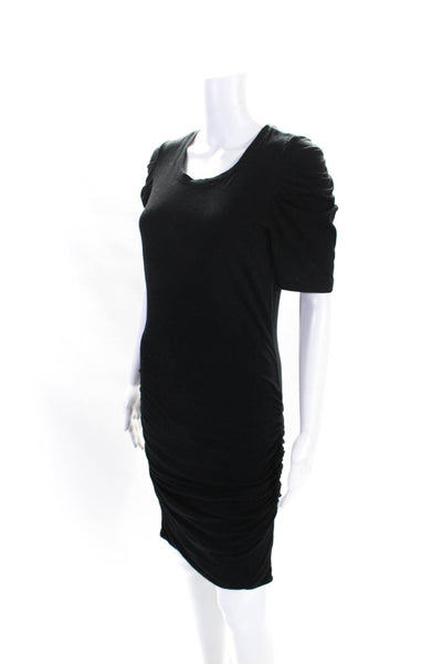 Sundry Womens Cotton Short Sleeve Gathered T shirt Dress Black Size 2