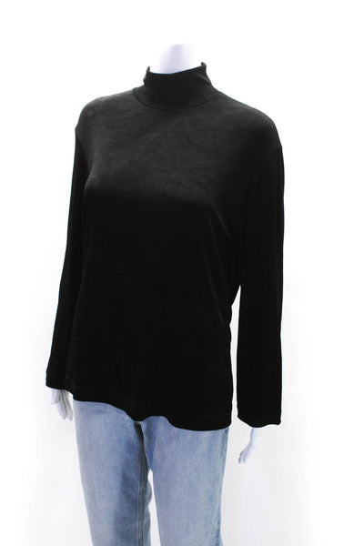 Joan Fagin Womens Jersey Knit Long Sleeve Mock Neck Shirt Top Black Size M