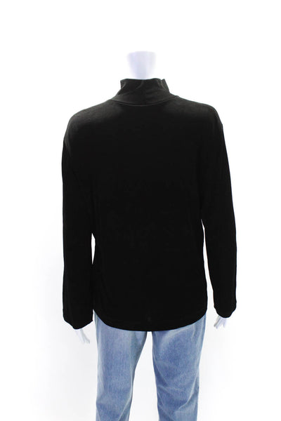 Joan Fagin Womens Jersey Knit Long Sleeve Mock Neck Shirt Top Black Size M