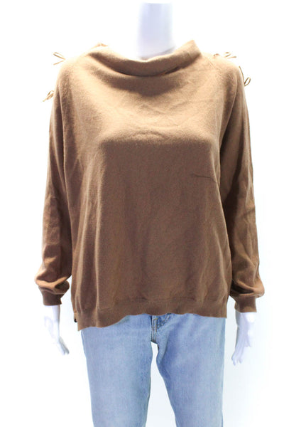 CIVIDINI Womens Cashmere Knit Long Sleeve Cowl Neck Sweater Light Brown Size 44