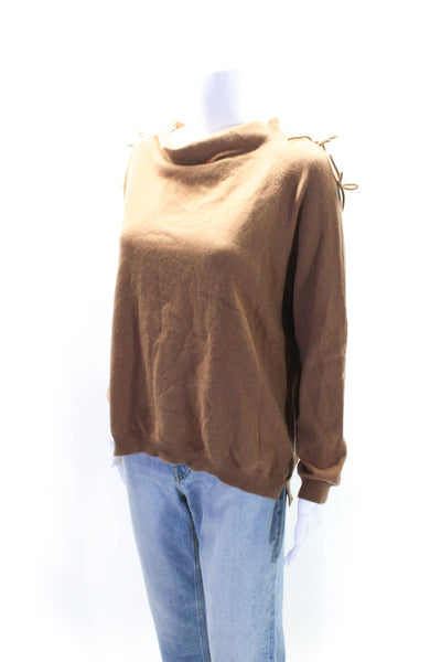 CIVIDINI Womens Cashmere Knit Long Sleeve Cowl Neck Sweater Light Brown Size 44