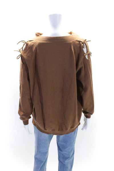 CIVIDINI Womens Cashmere Knit Long Sleeve Cowl Neck Sweater Light Brown Size 44