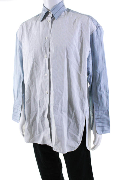 Stella McCartney Mens White Cotton Striped Long Sleeve Dress Shirt Size 42