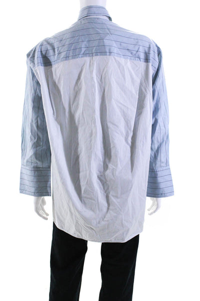 Stella McCartney Mens White Cotton Striped Long Sleeve Dress Shirt Size 42