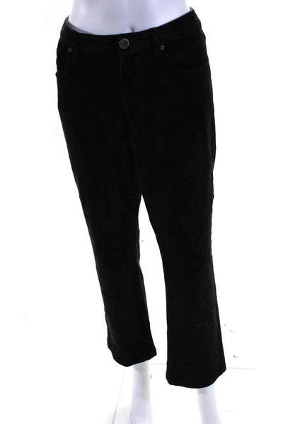 Elie Tahari Womens Cotton Corduroy Low-Rise Straight Leg Pants Black Size 8