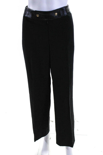 Les Copains Womens Wool Pleated Front Straight Leg Dress Trousers Black Size 46