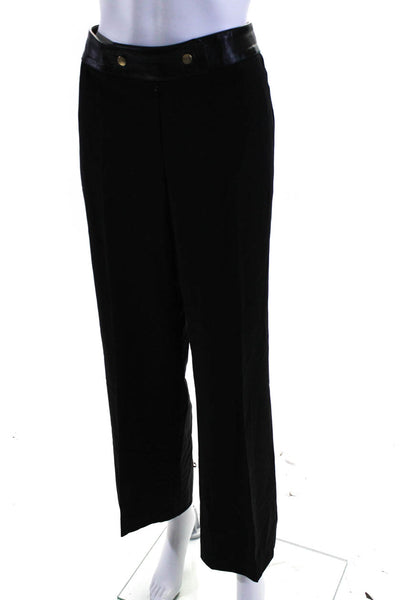 Les Copains Womens Wool Pleated Front Straight Leg Dress Trousers Black Size 46