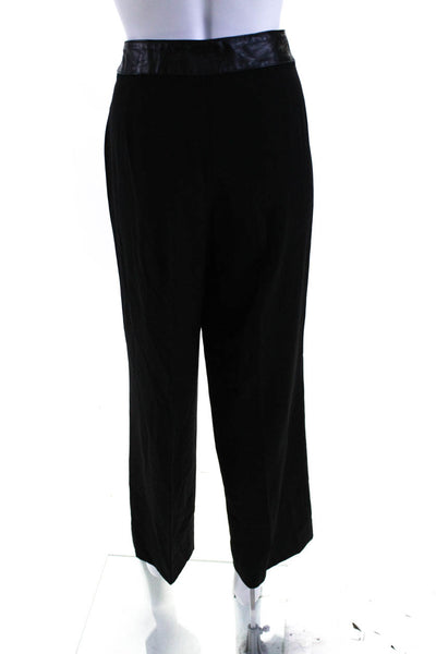 Les Copains Womens Wool Pleated Front Straight Leg Dress Trousers Black Size 46