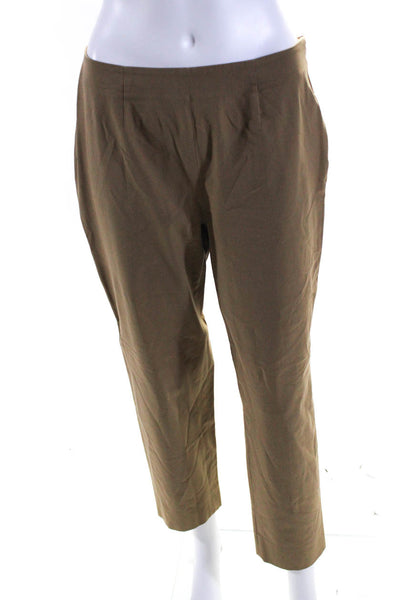 Piazza Sempione Womens Cotton Flat Front Mid Rise Audrey Pants Brown Size 44