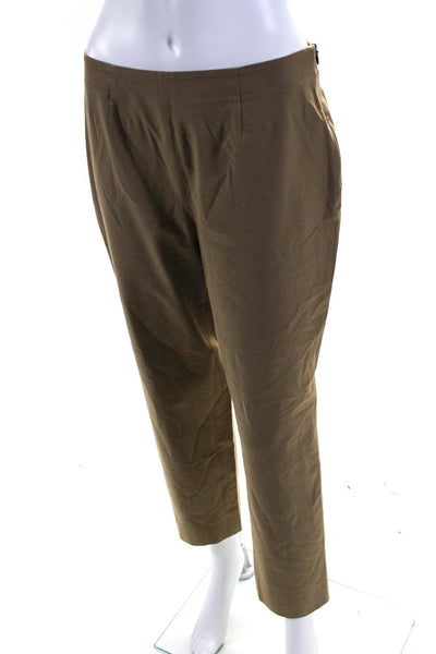 Piazza Sempione Womens Cotton Flat Front Mid Rise Audrey Pants Brown Size 44