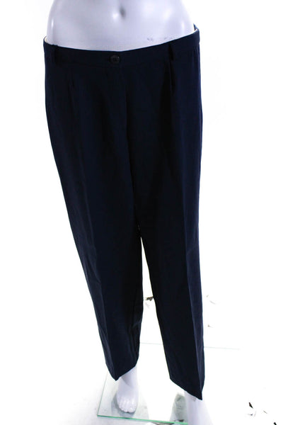 Les Copains Womens Wool Hooded Top Pleated Front Pants Set Navy Blue Size 44