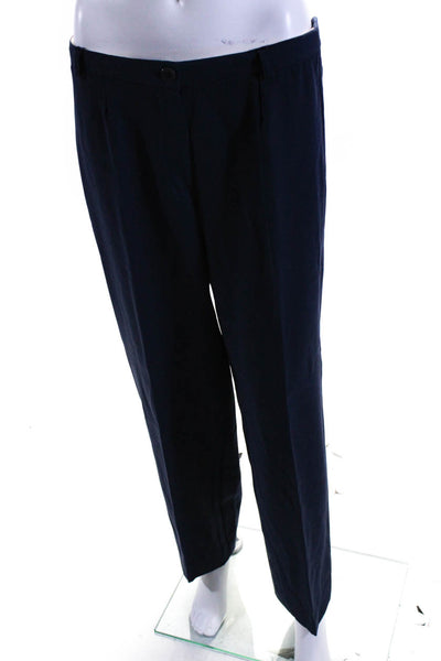 Les Copains Womens Wool Hooded Top Pleated Front Pants Set Navy Blue Size 44