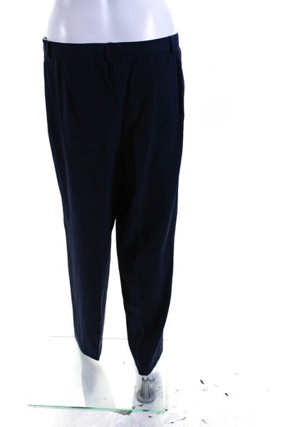 Les Copains Womens Wool Hooded Top Pleated Front Pants Set Navy Blue Size 44