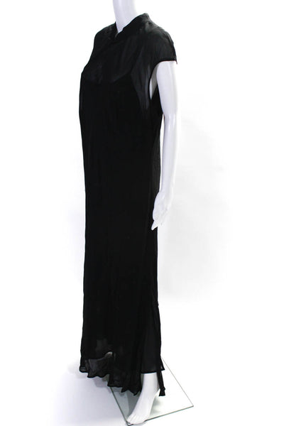 Donna Ricco Women's V-Neck Short Sleeves Sheer Maxi Dress Black Size 18W