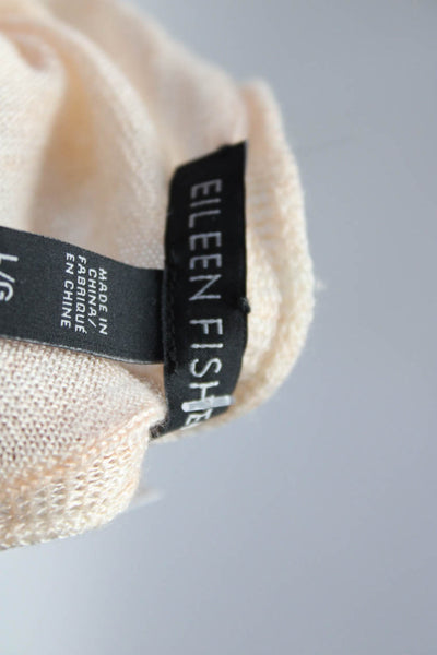 Eileen Fisher Women's Round Neck Long Sleeves Pullover Sweater Peach Size L