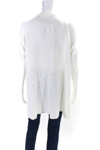 Eileen Fisher Women's Round Neck Short Sleeves Open Front Cardigan White Size XL