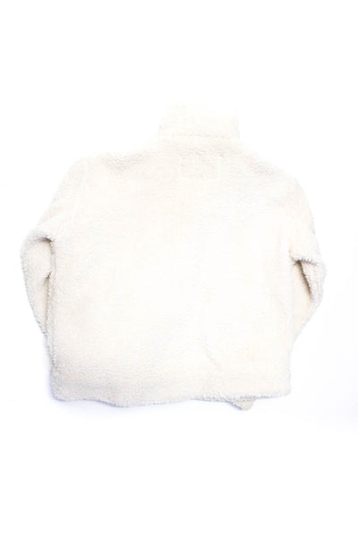 Katie J Childrens Girls Faux Sherpa Fleece Button Up Jacket White Size Medium