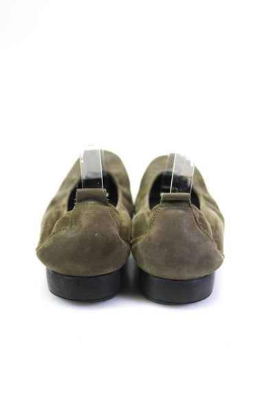 Arche Suede Round Toe Slip On Flats Green Size 7.5