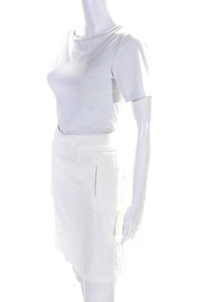 Sandro Womens Cotton Back Zip Knee Length Skirt White Size 6