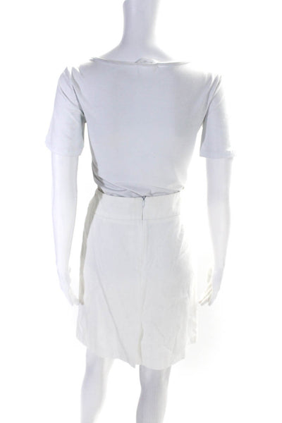 Sandro Womens Cotton Back Zip Knee Length Skirt White Size 6