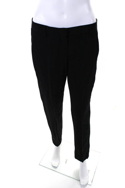 Theory Women's Hook Closure Flat Front Straight Leg Dress Pant Black Sz 6