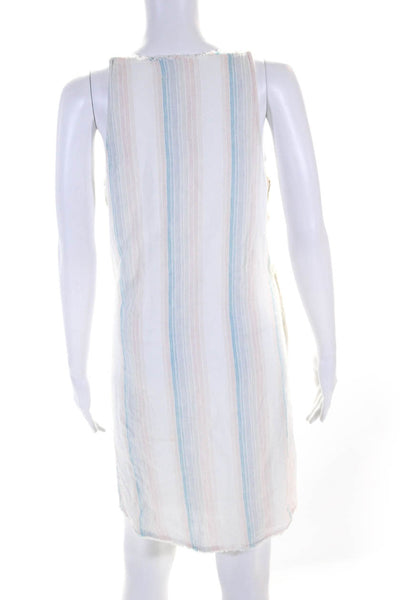 Bella Dahl Womens Linen Raw Trim Buttoned Shift Dress Multicolor Size XS