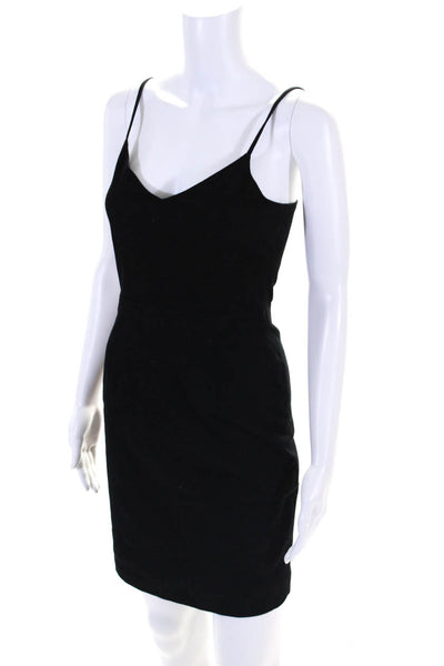 Joie Womens Cotton V Neck Spaghetti Strap Lined Mini Dress Black Size XS