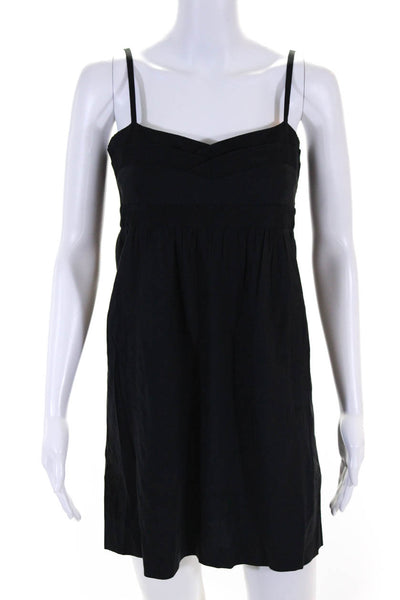 Theory Womens Linen Spaghetti Strap Sweetheart Mini Dress Black Size 2