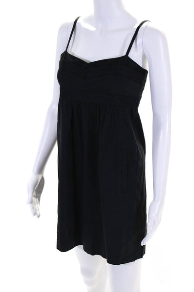 Theory Womens Linen Spaghetti Strap Sweetheart Mini Dress Black Size 2