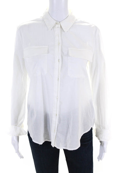 Joie Womens Cotton Long Sleeve Collared Button Down Shirt White Size XS