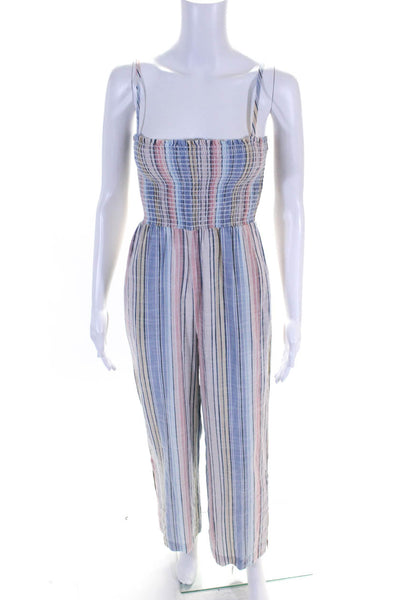 Bella Dahl Womens Striped Wide Leg Smocked Jumpsuit Multicolor Size XS