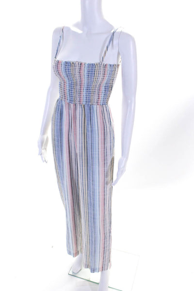 Bella Dahl Womens Striped Wide Leg Smocked Jumpsuit Multicolor Size XS